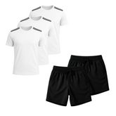 Kit 5 Peças Dry Fit: 3 Camisetas + 2 Bermudas